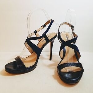 Charles David Purple Leather Strappy Ankle Heels 8